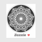 Witte Mandala op Zwarte Achtergrond Sticker (Vel)