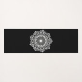 Witte Mandala op Zwarte Achtergrond Yogamat (Achterkant (horizontaal))