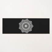 Witte Mandala op Zwarte Achtergrond Yogamat (Voorkant (horizontaal))