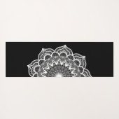 Witte Mandala op Zwarte Achtergrond Yogamat (Achterkant (horizontaal))