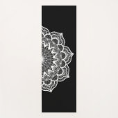 Witte Mandala op Zwarte Achtergrond Yogamat (Voorkant)