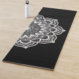 Witte Mandala op Zwarte Achtergrond Yogamat