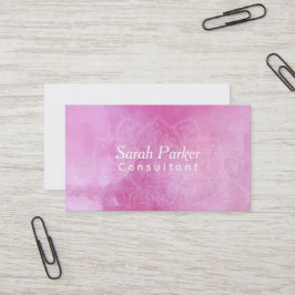 Witte Mandala over Geweven Donkerroze Waterverf 2 Visitekaartje