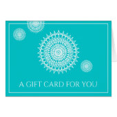 Witte Mandala symbool van het universum op Turquoi (Voorkant Horizontaal)