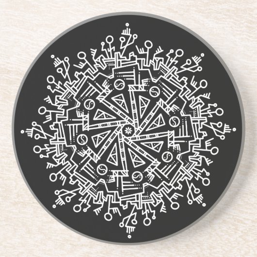 Witte Mandala Zandsteen Onderzetter (Voorkant)