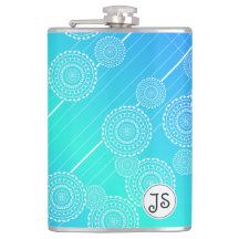 Witte Mandala's op Aqua Blue Rainbow Blend Monogra