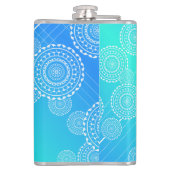 Witte Mandala's op Aqua Blue Rainbow Blend Monogra Heupfles (Achterkant)