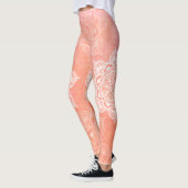 Witte mandala's op de achtergrond van koraalmarmer leggings (Links)