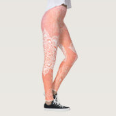 Witte mandala's op de achtergrond van koraalmarmer leggings (Rechts)