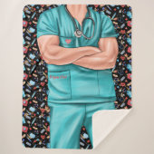 Witte Mannelijke Nurse Life Sherpa Blanket Deken (Voorkant)