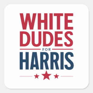 Witte Mannen Voor Harris Verkiezing Kamala Harris  Vierkante Sticker