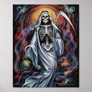Witte mantel Santa Muerte Poster