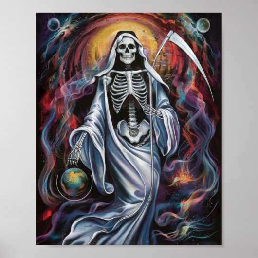 Witte mantel Santa Muerte Poster (Voorkant)
