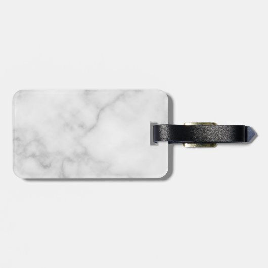 Witte Marble Modern Script Persoonlijke naam Bagagelabel (Achterkant horizontaal)