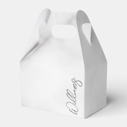 Witte Marble Modern Script Persoonlijke naam Bedankdoosjes (Voorkant Zijde)