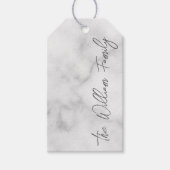 Witte Marble Modern Script Persoonlijke naam Cadeaulabel (Voorkant)