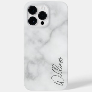 Witte Marble Modern Script Persoonlijke naam Case-Mate iPhone 14 Pro Max Hoesje