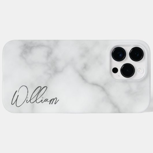 Witte Marble Modern Script Persoonlijke naam Case-Mate iPhone Case (Achterkant (horizontaal))