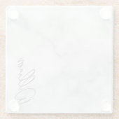 Witte Marble Modern Script Persoonlijke naam Glazen Onderzetter (Achterkant)