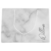 Witte Marble Modern Script Persoonlijke naam Groot Cadeauzakje (Voorkant)