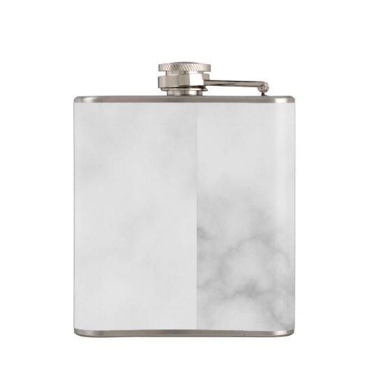 Witte Marble Modern Script Persoonlijke naam Heupfles (Achterkant)