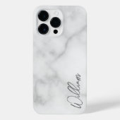 Witte Marble Modern Script Persoonlijke naam iPhone Hoesje (Achterkant)