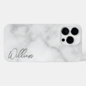 Witte Marble Modern Script Persoonlijke naam iPhone Hoesje (Achterkant horizontaal)
