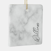 Witte Marble Modern Script Persoonlijke naam Keramisch Ornament (Rechts)