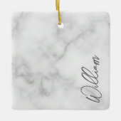 Witte Marble Modern Script Persoonlijke naam Keramisch Ornament (Voorkant)