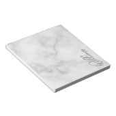 Witte Marble Modern Script Persoonlijke naam Notitieblok (Schuin)
