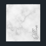 Witte Marble Modern Script Persoonlijke naam Notitieblok<br><div class="desc">De moderne Minimale Gepersonaliseerde Naam geeft Dit ontwerp kenmerkt gepersonaliseerde naam in grijze moderne het handschrijven manuscriptdoopvont op witte marmer achtergrond.</div>
