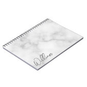 Witte Marble Modern Script Persoonlijke naam Notitieboek (Linkerzijde)