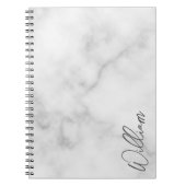 Witte Marble Modern Script Persoonlijke naam Notitieboek (Voorkant)