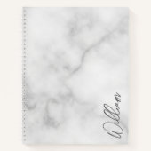 Witte Marble Modern Script Persoonlijke naam Notitieboek (Voorkant)