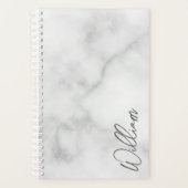 Witte Marble Modern Script Persoonlijke naam Planner (Voorkant)