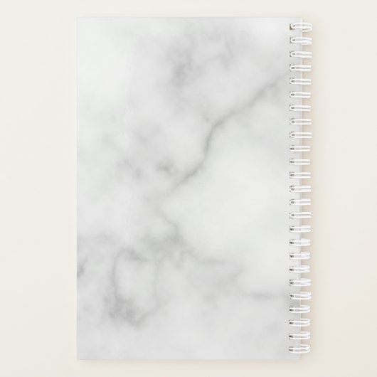 Witte Marble Modern Script Persoonlijke naam Planner (Achterkant)