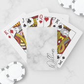 Witte Marble Modern Script Persoonlijke naam Pokerkaarten