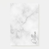 Witte Marble Modern Script Persoonlijke naam Post-it® Notes (Voorkant)