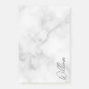 Witte Marble Modern Script Persoonlijke naam Post-it® Notes