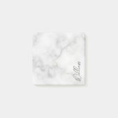 Witte Marble Modern Script Persoonlijke naam Post-it® Notes (Voorkant)