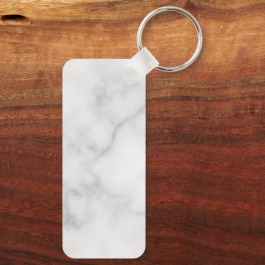 Witte Marble Modern Script Persoonlijke naam Sleutelhanger (Achterkant)