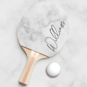 Witte Marble Modern Script Persoonlijke naam Tafeltennisbatje