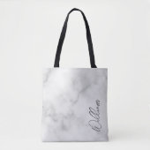 Witte Marble Modern Script Persoonlijke naam Tote Bag (Voorkant)