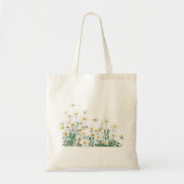 witte margaret daisy horizontale waterverf tote bag (Voorkant)