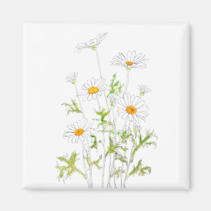 witte Margaret daisy inkt en waterverf Magneet