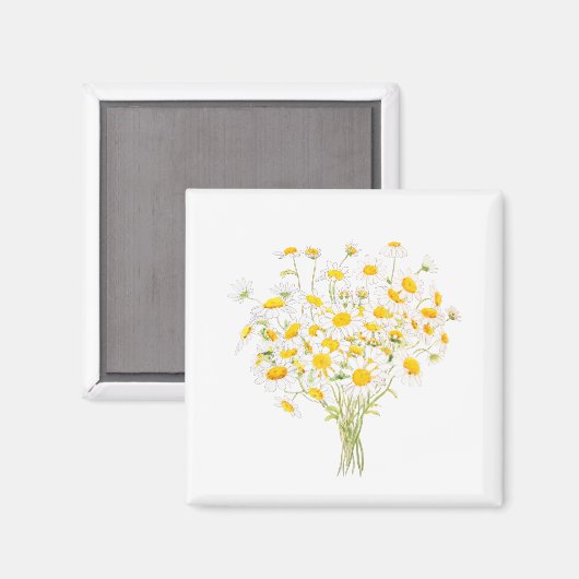 witte Margaret daisy waterverf en inktbouquet Magneet (Voorkant / Achterkant)