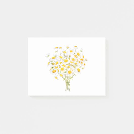 witte Margaret daisy waterverf en inktbouquet Post-it® Notes (Voorkant)
