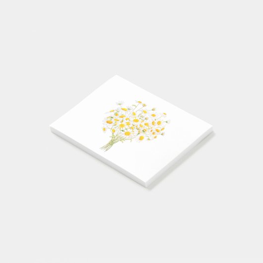 witte Margaret daisy waterverf en inktbouquet Post-it® Notes (Schuin)