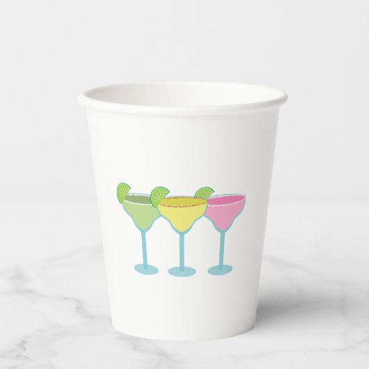 Witte Margarita glazen Party Cups Papieren Bekers (Voorkant)