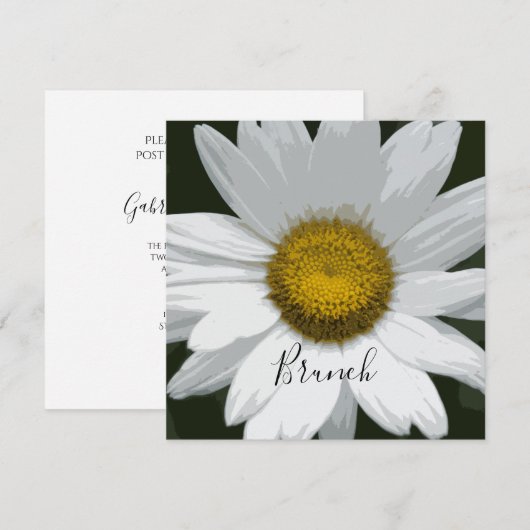 Witte Margriet Bloem Post-Huwelijks Brunch Kaart (Voorkant / Achterkant)